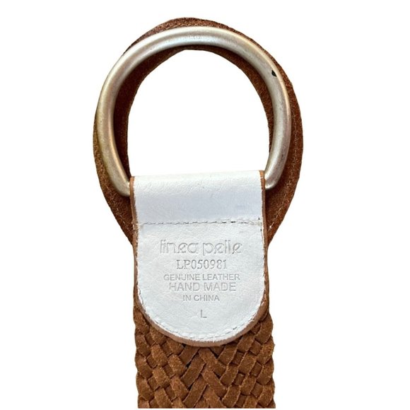 Linea Pelle White Braided Leather Wide D-Ring Belt Size Large - Picture 4 of 8